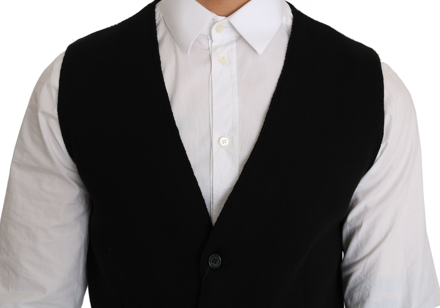 Dolce & Gabbana Black Cotton Dress Woven Waistcoat | Regal Royce