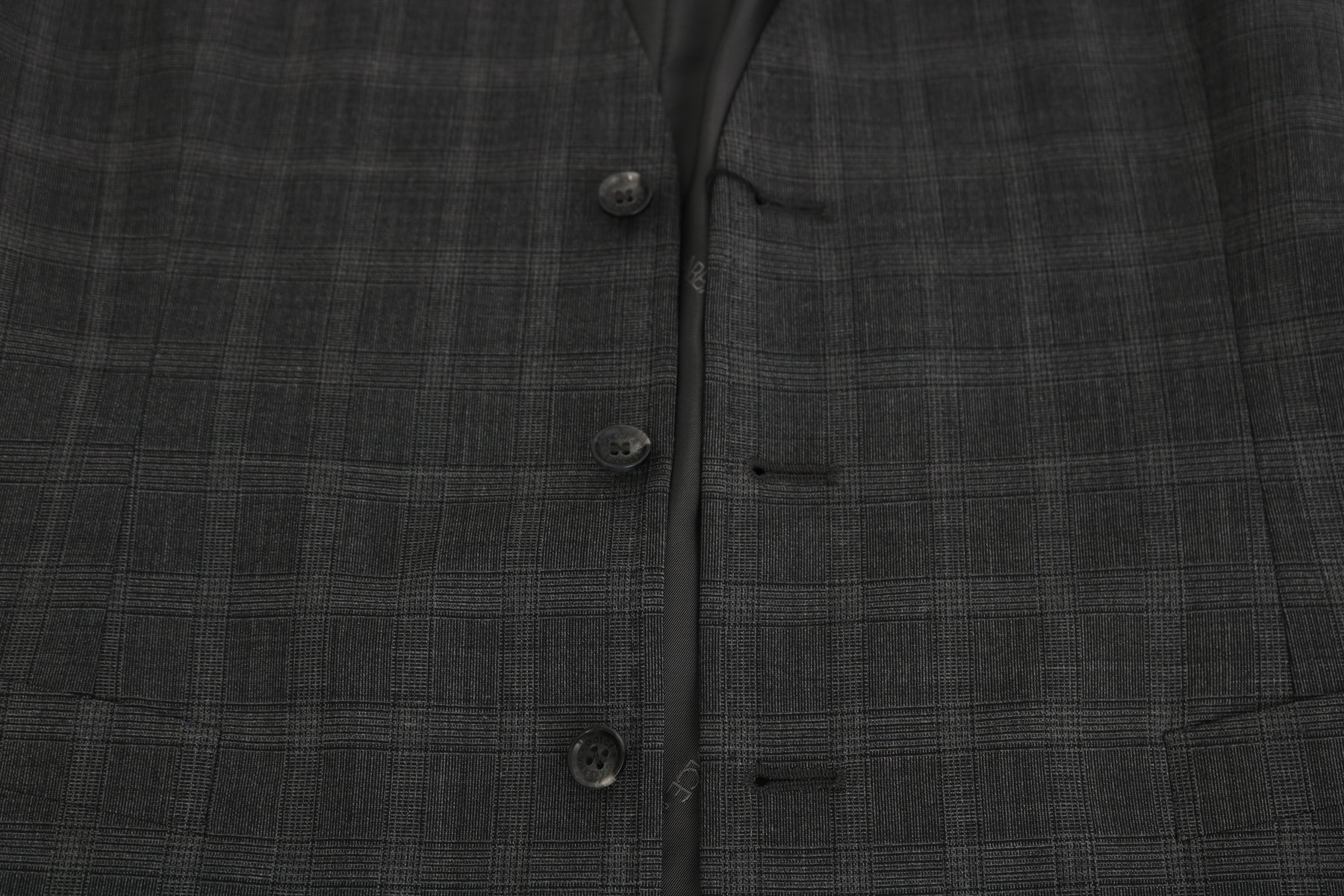 Dolce & Gabbana Gray Wool STAFF Checkered Stretch Vest | Regal Royce