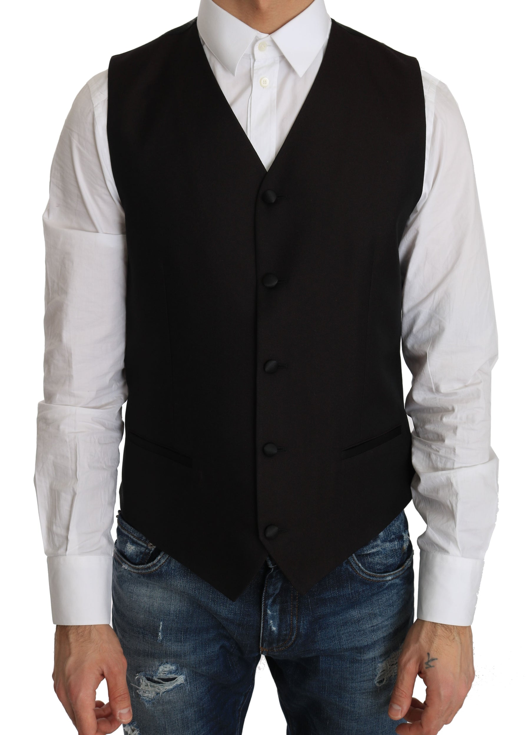 Dolce & Gabbana Black Silk Dress Waistcoat | Regal Royce
