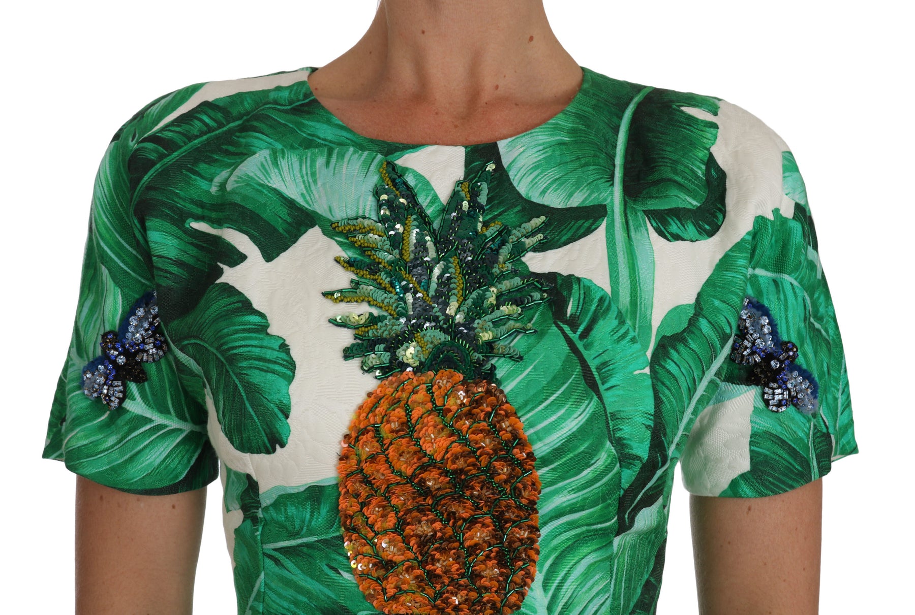 Dolce & Gabbana A-Line Banana Leaf Pineapple Crystal Dress | Regal Royce