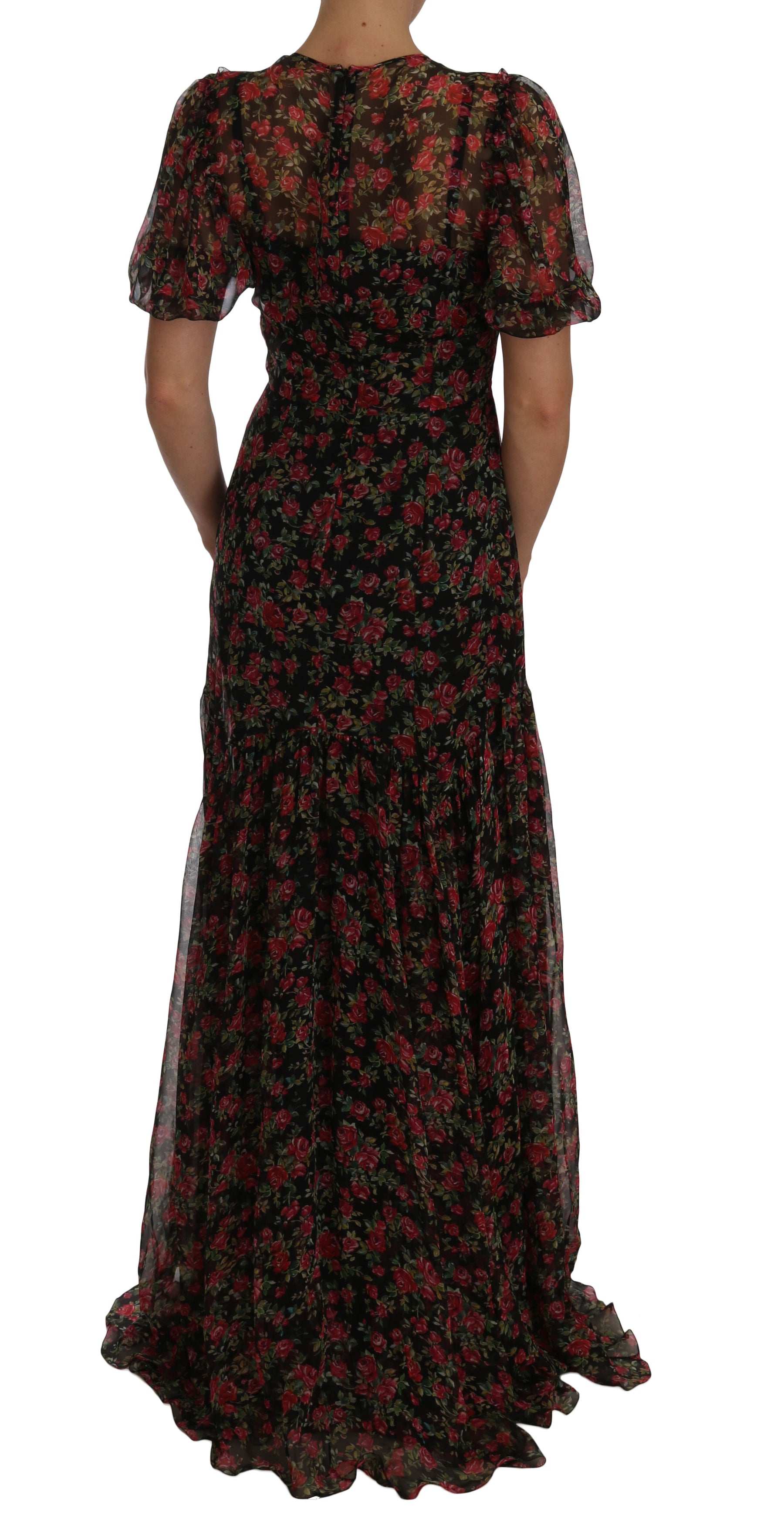 Dolce & Gabbana Black Floral Roses A-Line Shift Gown | Regal Royce