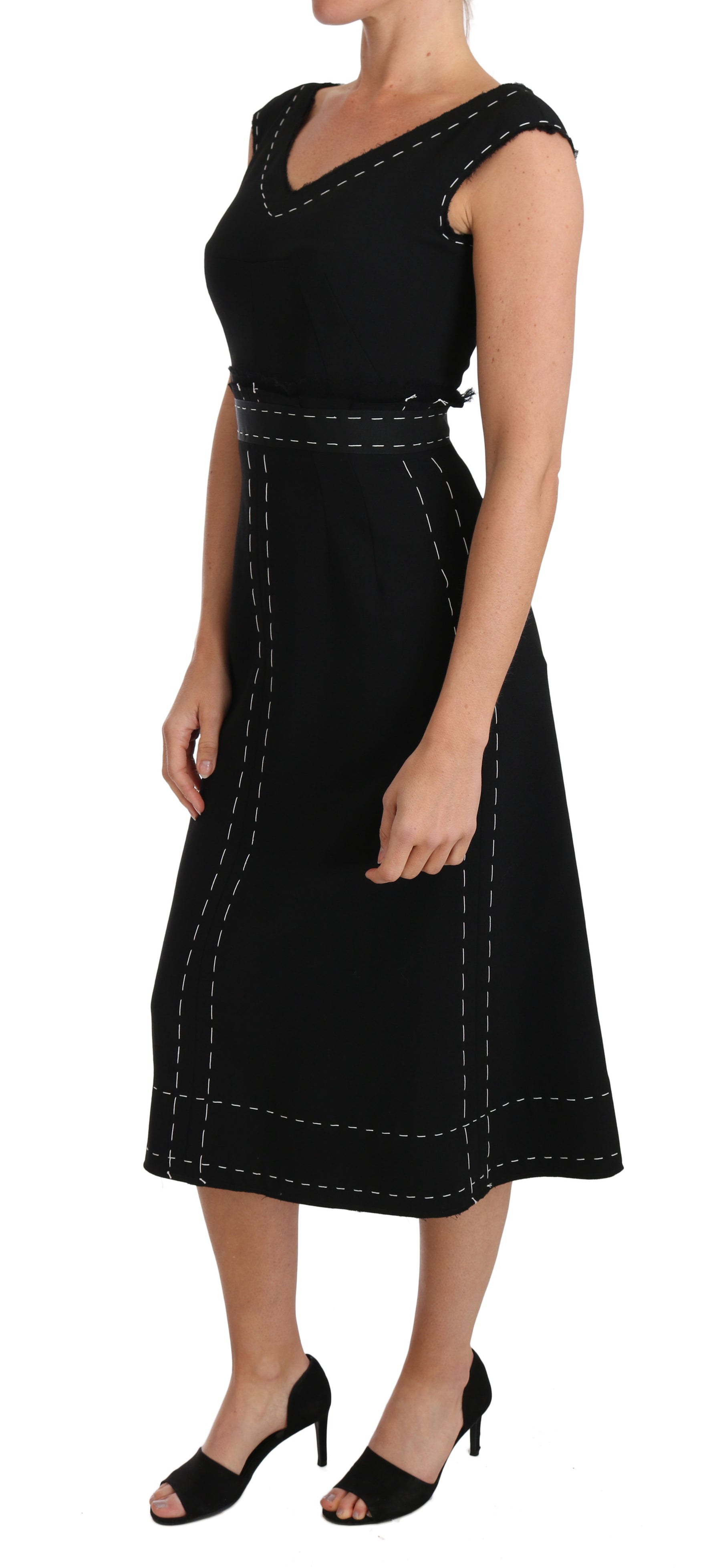 Dolce & Gabbana Black Wool Stretch A-line Sheath Dress | Regal Royce