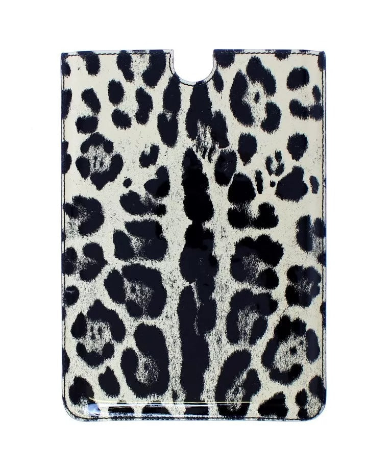 Dolce & Gabbana White Leopard Pattern Leather eBook Cover Tablet Case | Regal Royce