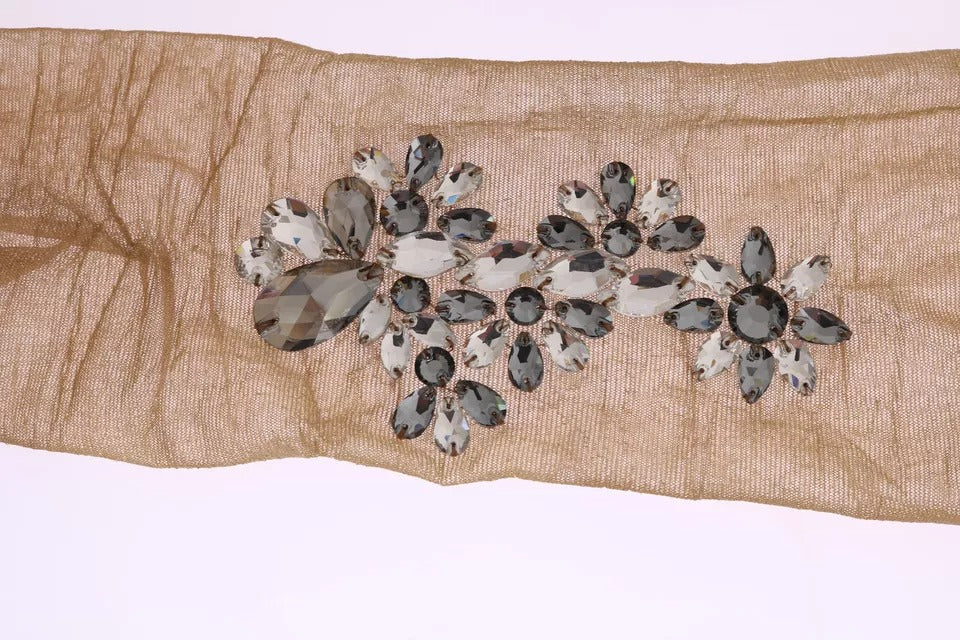 Dolce & Gabbana Gold Stretch Floral Clear Crystal Stocking Socks | Regal Royce