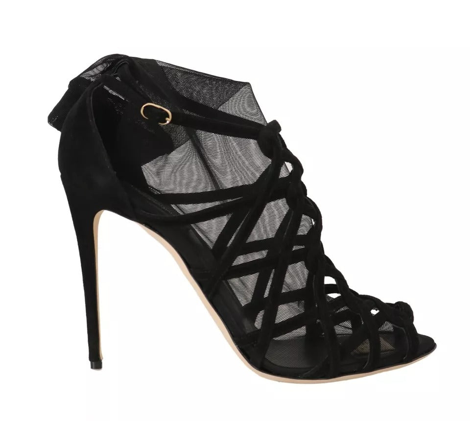 Dolce & Gabbana Black Suede Stilettos Booties Socks Shoes | Regal Royce