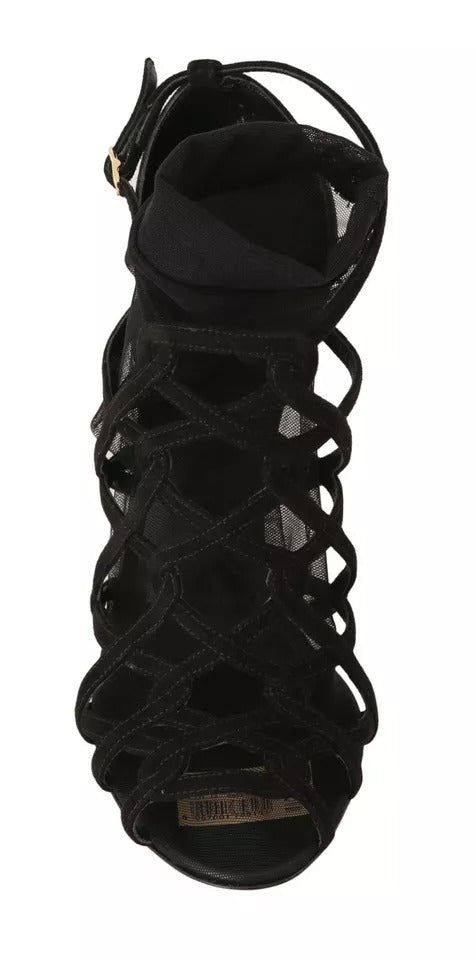 Dolce & Gabbana Black Suede Stilettos Booties Socks Shoes | Regal Royce