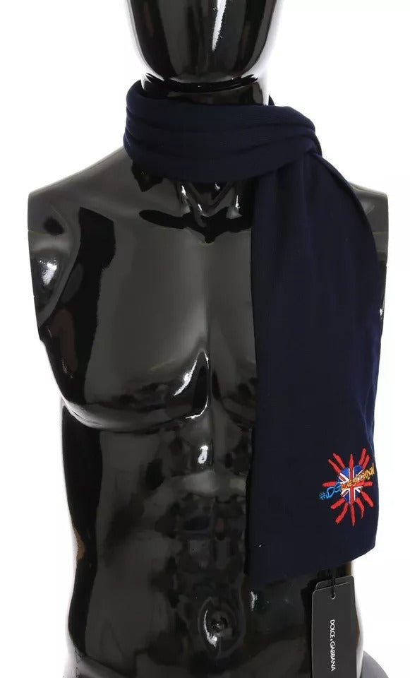 Dolce & Gabbana Blue Wool #DGLovesLondon Shawl Scarf | Regal Royce