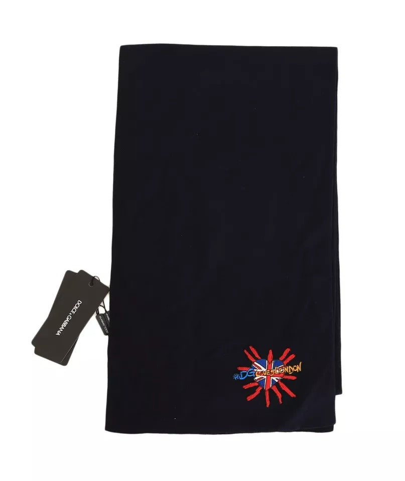 Dolce & Gabbana Blue Wool #DGLovesLondon Shawl Scarf | Regal Royce