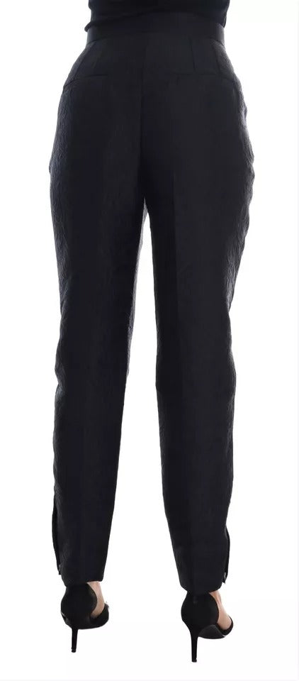 Dolce & Gabbana Black Floral Brocade High Waist Pants | Regal Royce