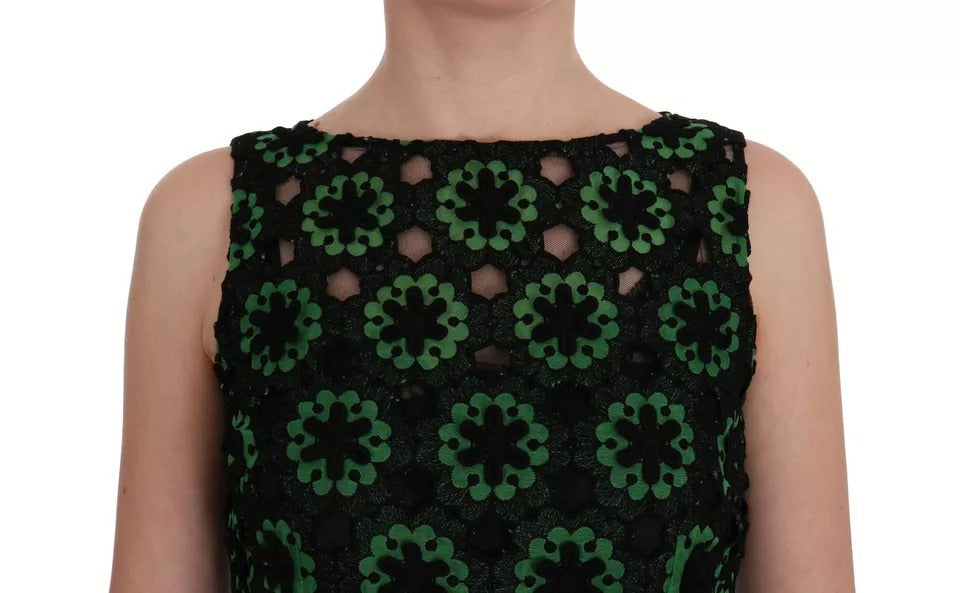 Dolce & Gabbana Green Floral Ricamo A-Line Shift Dress | Regal Royce