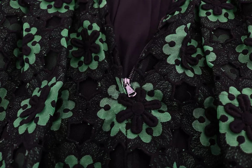 Dolce & Gabbana Green Floral Ricamo A-Line Shift Dress | Regal Royce