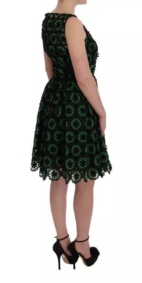 Dolce & Gabbana Green Floral Ricamo A-Line Shift Dress | Regal Royce