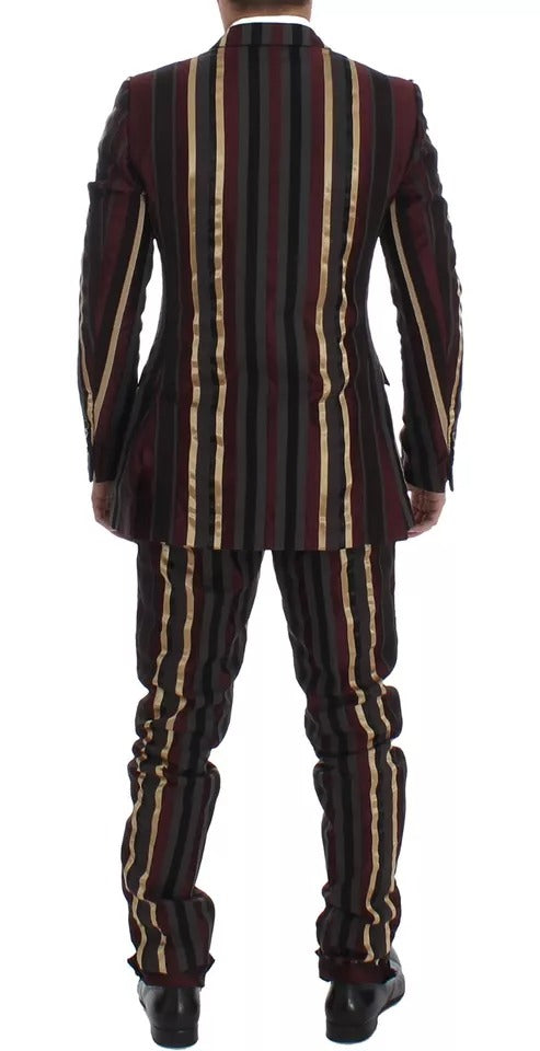 Dolce & Gabbana Multicolor Striped Runway 3 Piece Slim Fit Vest Suit | Regal Royce