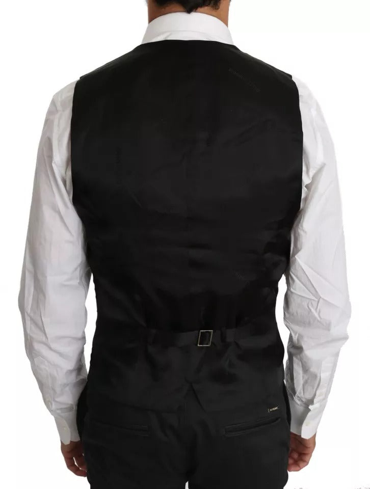 Dolce & Gabbana Black Wool Logo Waistcoat Vest | Regal Royce