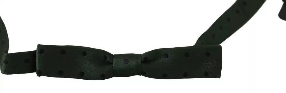 Dolce & Gabbana Green Dotted Silk Adjustable Neck Bow Tie | Regal Royce