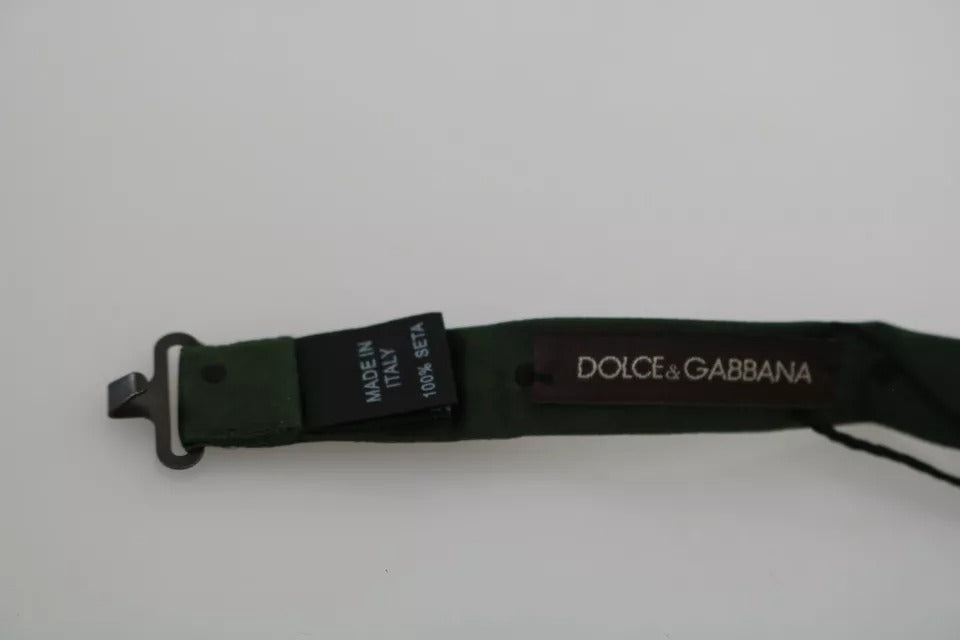 Dolce & Gabbana Green Dotted Silk Adjustable Neck Bow Tie | Regal Royce