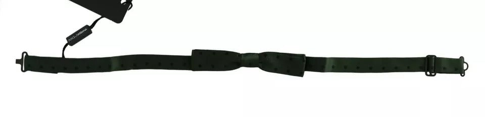 Dolce & Gabbana Green Dotted Silk Adjustable Neck Bow Tie | Regal Royce