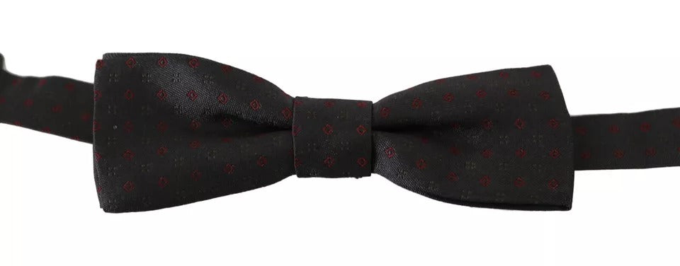 Dolce & Gabbana Gray Dotted Silk Adjustable Neck Bow Tie | Regal Royce