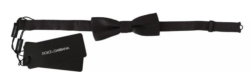 Dolce & Gabbana Gray Dotted Silk Adjustable Neck Bow Tie | Regal Royce