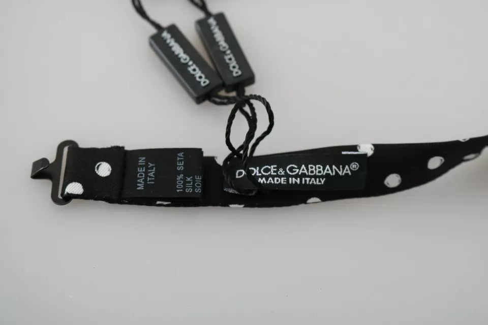 Dolce & Gabbana Black Polka Dots Adjustable Neck Bow Tie | Regal Royce