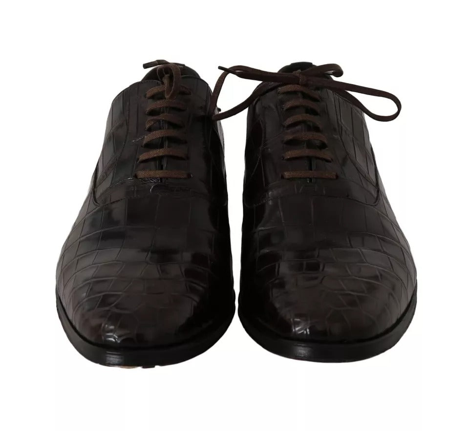 Dolce & Gabbana Brown Patterned Leather Dress Formal Shoes | Regal Royce