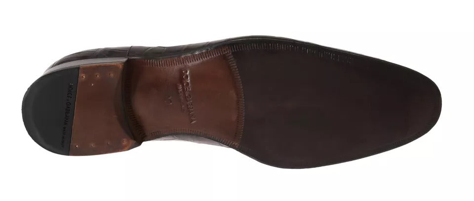 Dolce & Gabbana Brown Patterned Leather Dress Formal Shoes | Regal Royce