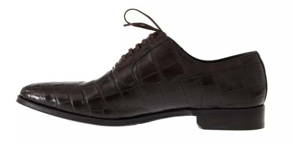 Dolce & Gabbana Brown Patterned Leather Dress Formal Shoes | Regal Royce