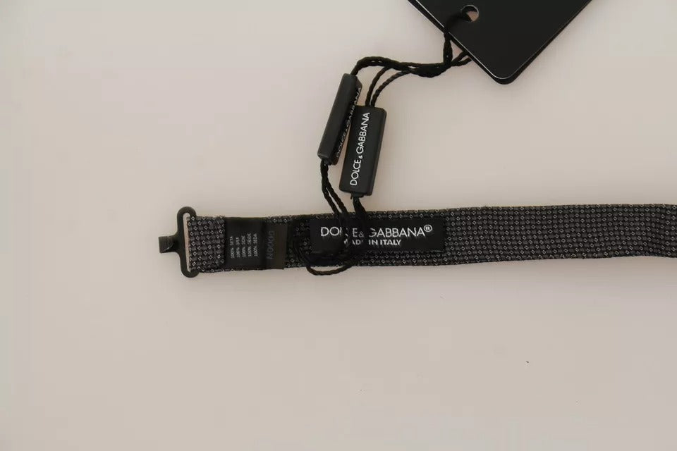 Dolce & Gabbana Gray Pattern Silk Adjustable Neck Bow Tie | Regal Royce