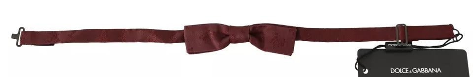 Dolce & Gabbana Bordeaux Silk Floral Faille Adjustable Bow Tie | Regal Royce