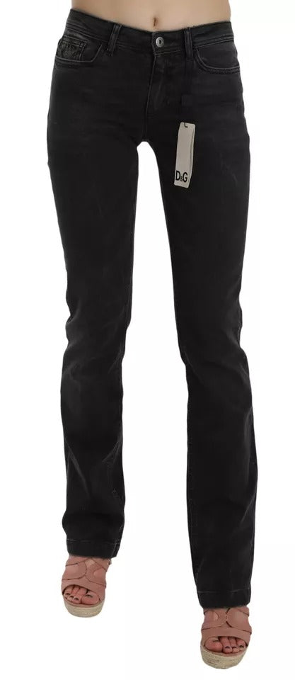 Dolce & Gabbana Black Slim Fit Cotton Jeans D&G Pants | Regal Royce