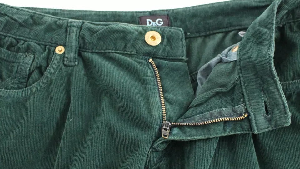 Dolce & Gabbana Green Cotton Corduroys SLIMMY Fit D&G Pants | Regal Royce