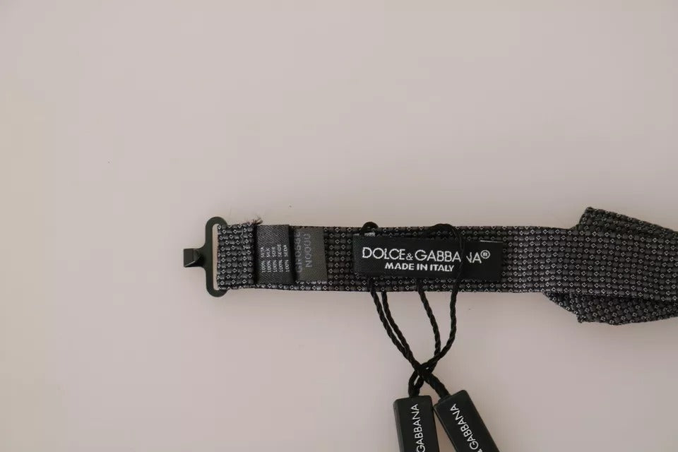 Dolce & Gabbana Gray Silk Patterned Mens Necktie Bow Tie | Regal Royce