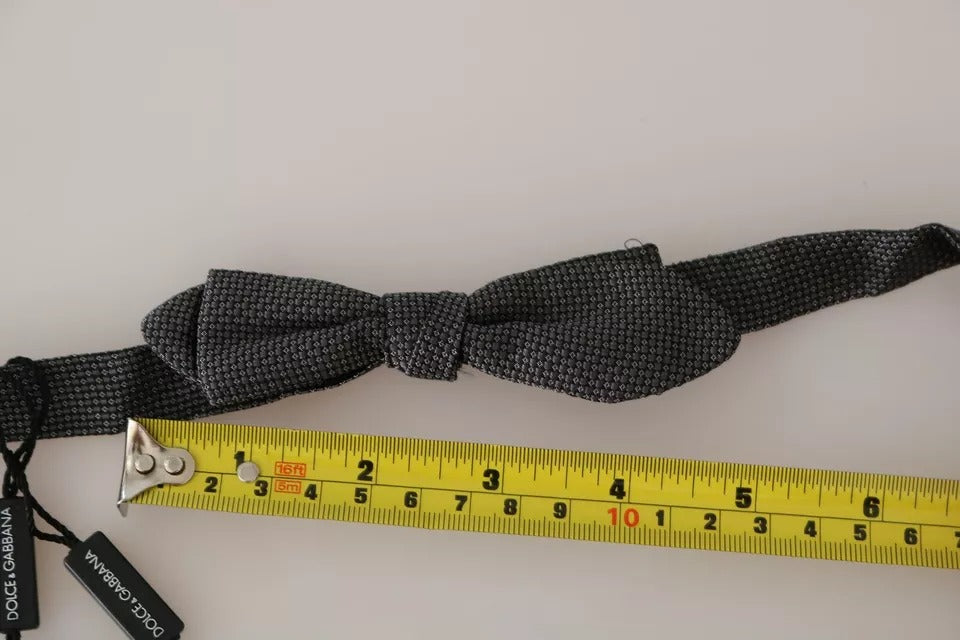 Dolce & Gabbana Gray Silk Patterned Mens Necktie Bow Tie | Regal Royce