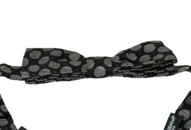 Dolce & Gabbana Black Silk Circles Men Necktie Bow Tie | Regal Royce