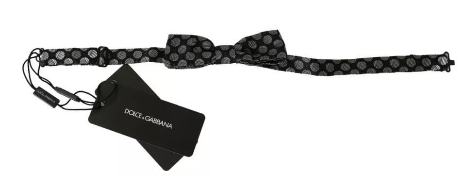 Dolce & Gabbana Black Silk Circles Men Necktie Bow Tie | Regal Royce