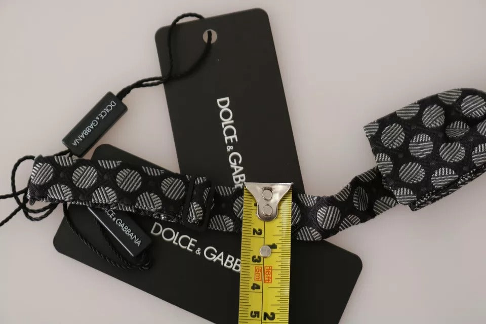 Dolce & Gabbana Black Silk Circles Men Necktie Bow Tie | Regal Royce