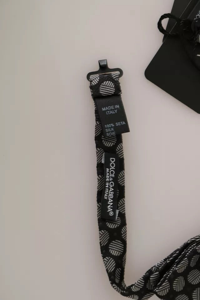 Dolce & Gabbana Black Silk Circles Men Necktie Bow Tie | Regal Royce