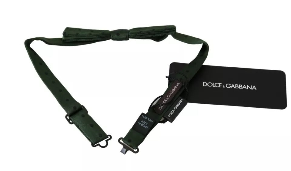 Dolce & Gabbana Green Silk Dotted Mens Necktie Bow Tie | Regal Royce