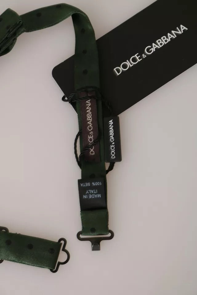 Dolce & Gabbana Green Silk Dotted Mens Necktie Bow Tie | Regal Royce