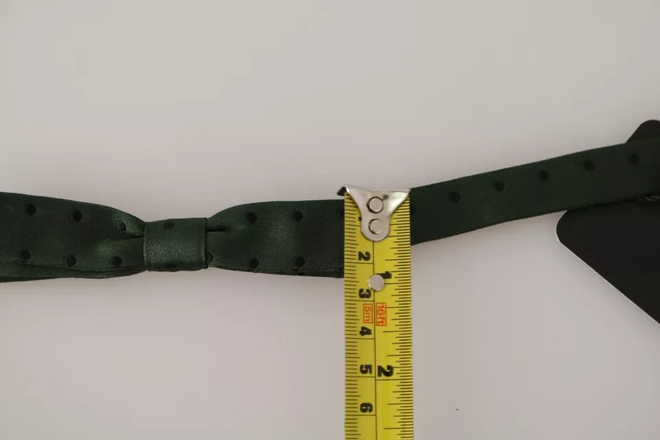 Dolce & Gabbana Green Silk Dotted Mens Necktie Bow Tie | Regal Royce