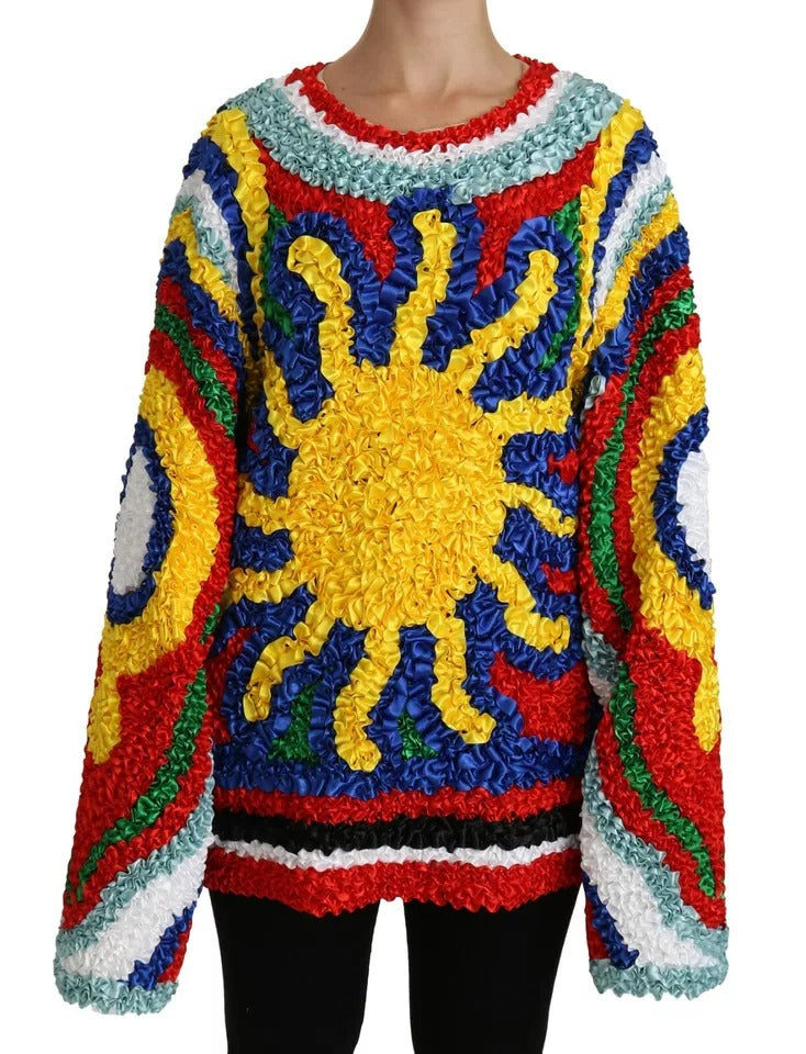 Dolce & Gabbana Multicolor Sun Ruffled Top Blouse Sweater | Regal Royce
