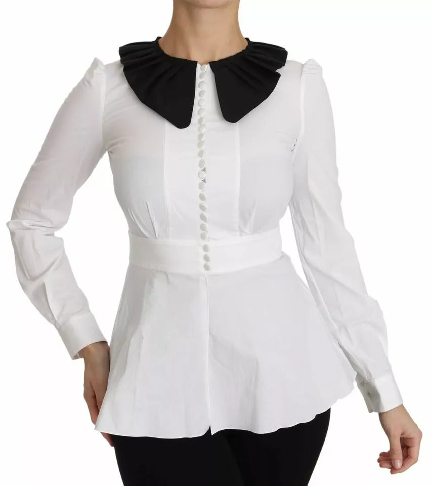 Dolce & Gabbana Black White Decorative Buttons Tops Shirt Blouse | Regal Royce
