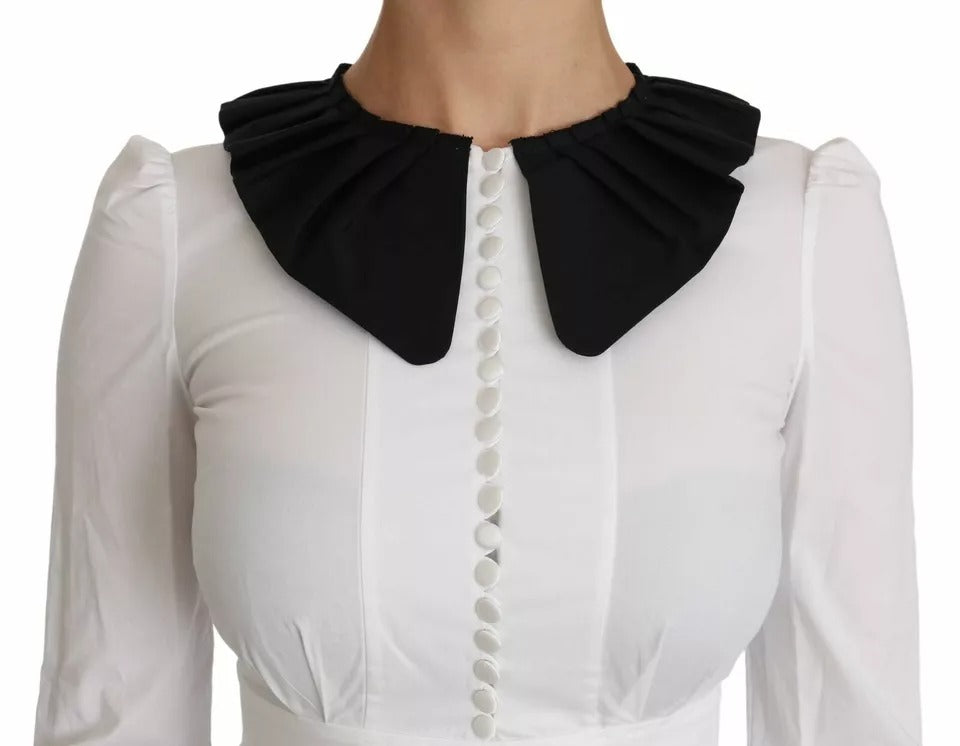 Dolce & Gabbana Black White Decorative Buttons Tops Shirt Blouse | Regal Royce