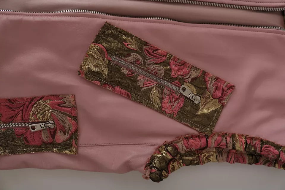 Dolce & Gabbana Pink Leather Sleeveless Vest Jacket Blouse | Regal Royce