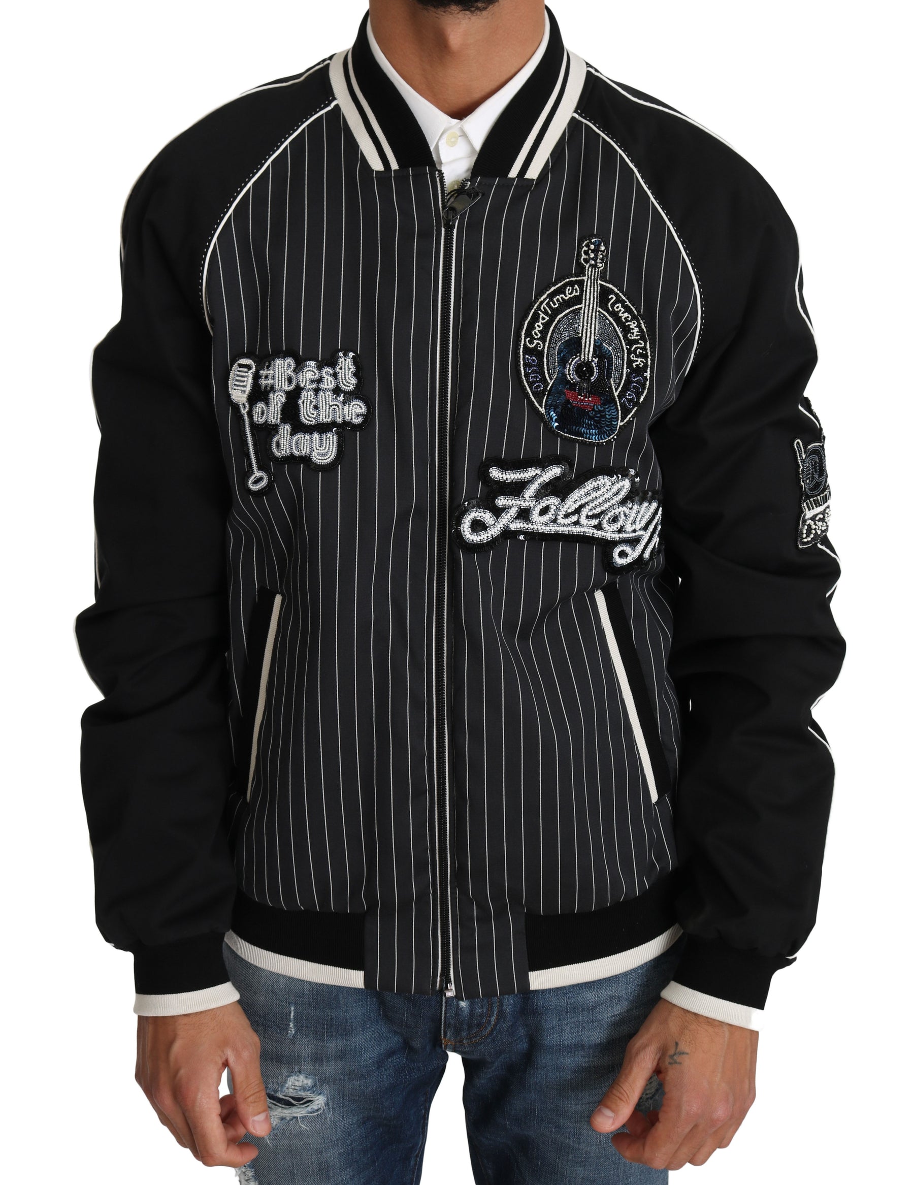 Dolce & Gabbana Black DD58 SG62 Sequined Beaded Jacket | Regal Royce