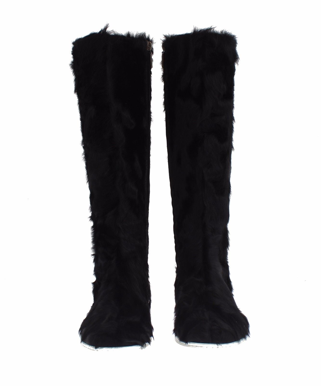 Dolce & Gabbana Black Xiangao Lamb Fur Leather Boots | Regal Royce