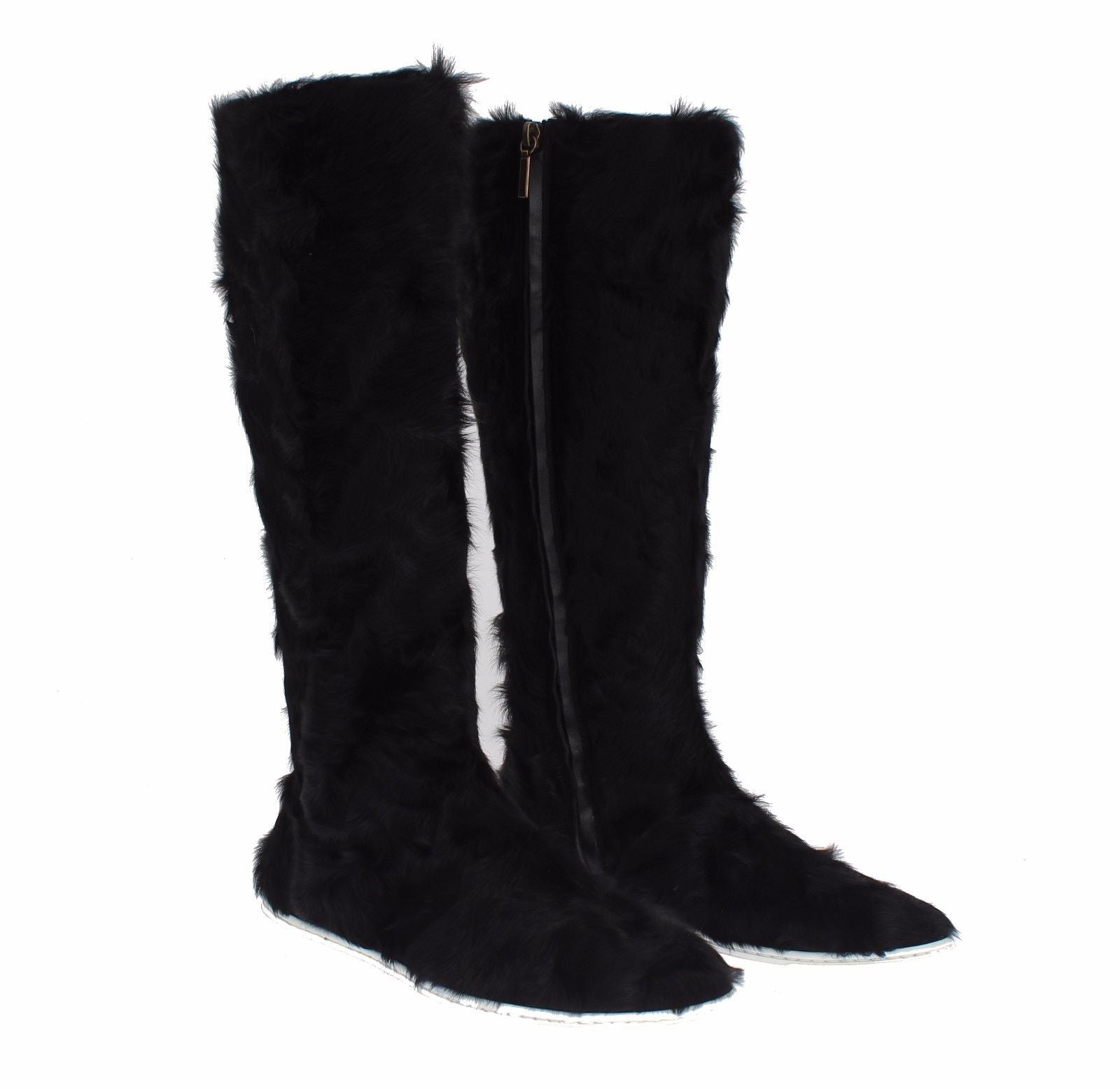 Dolce & Gabbana Black Xiangao Lamb Fur Leather Boots | Regal Royce