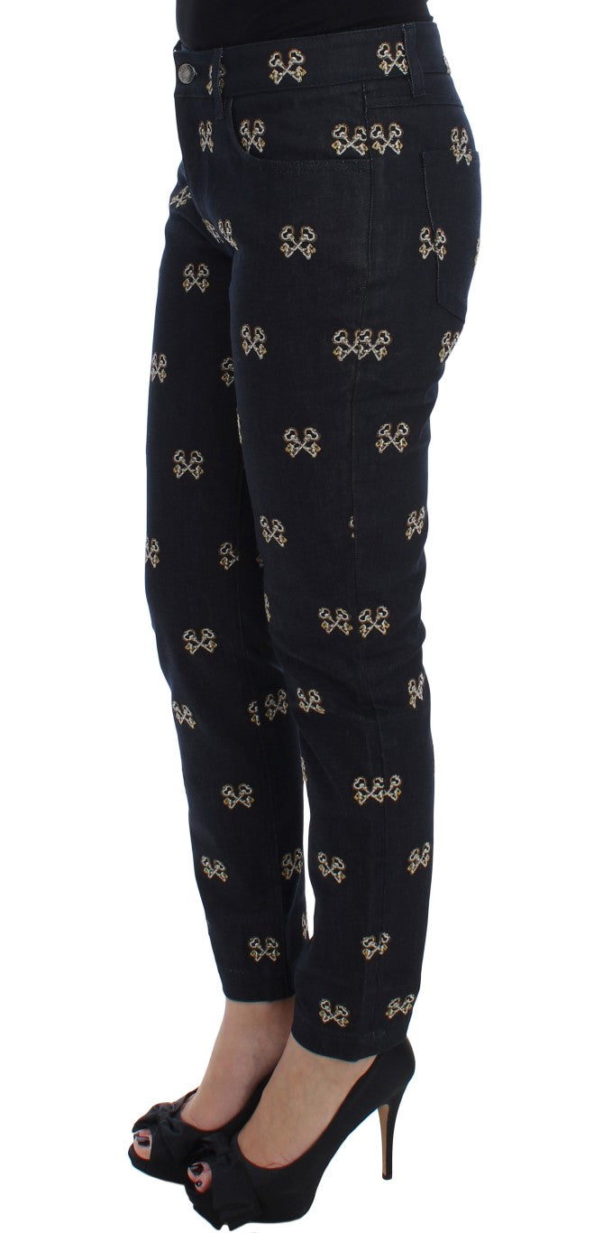 Dolce & Gabbana Blue Key Embroidered Slim Fit KATE Jeans | Regal Royce