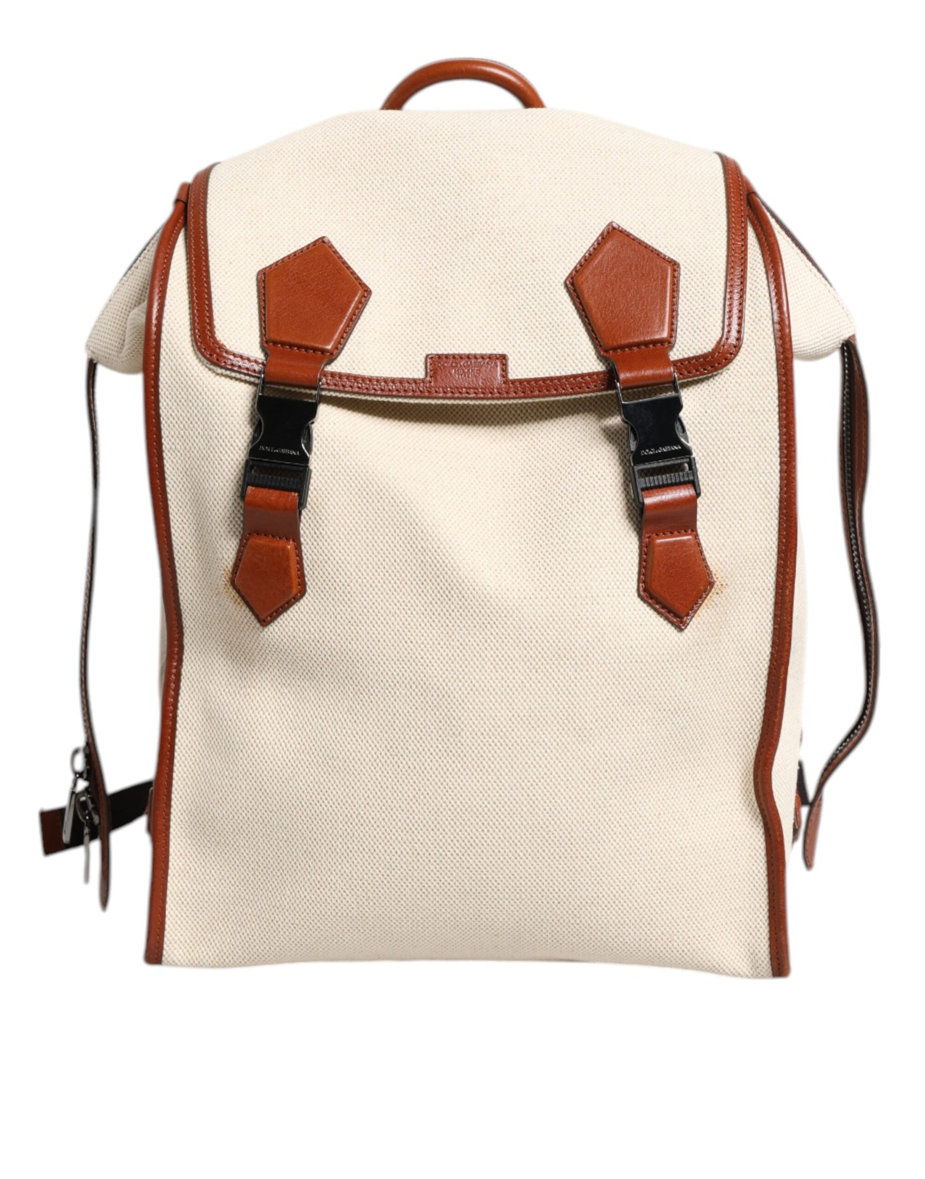 Dolce & Gabbana Beige Brown Canvas Leather Travel Back Pack Bag | Regal Royce