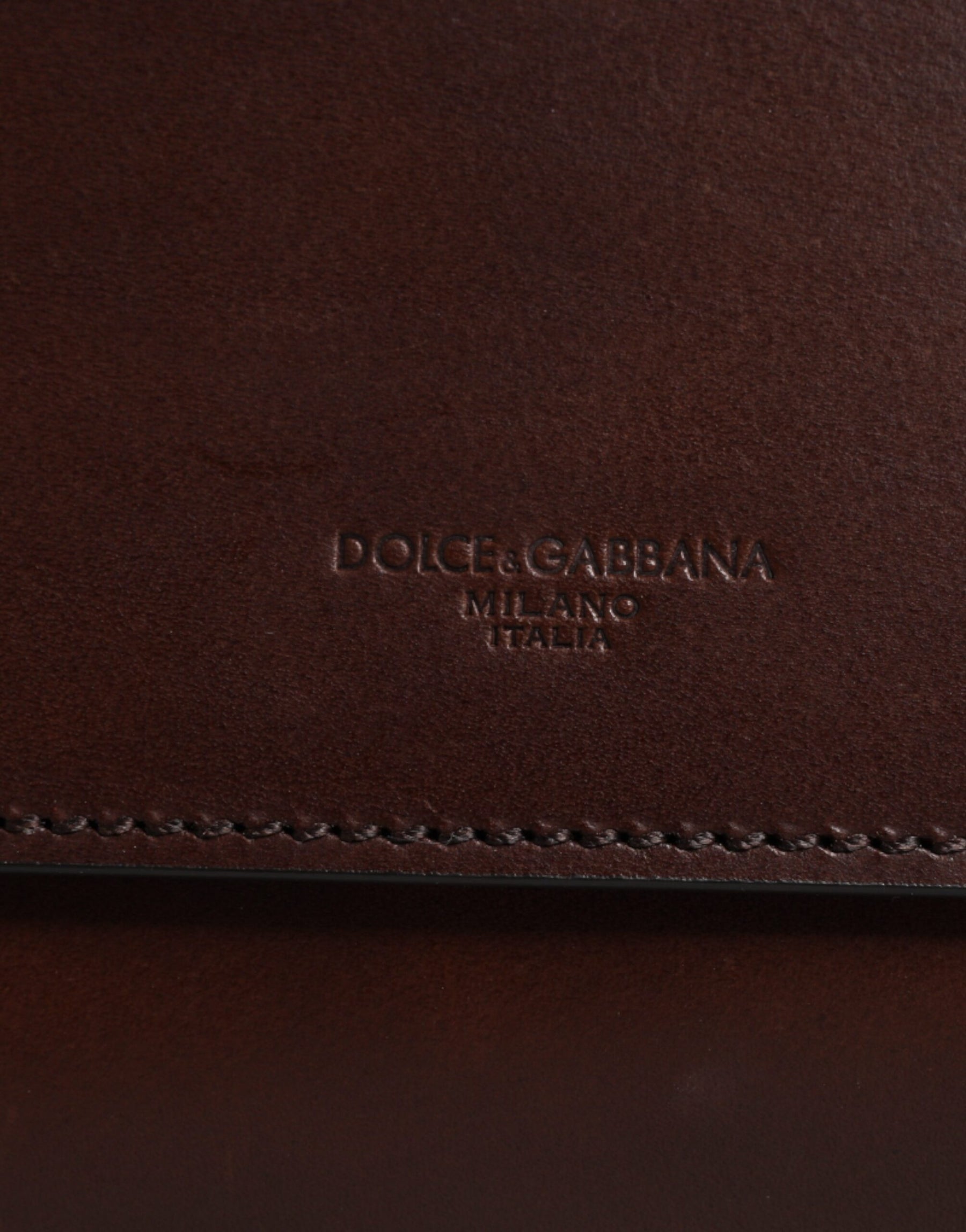 Dolce & Gabbana Brown Leather Logo Embossed Crossbody Bag | Regal Royce
